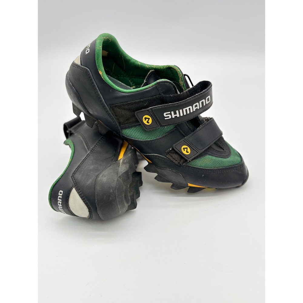 Shimano SH-M080 Mens Mountain Bike Shoes Black Green SPD Cleats Size 45 US 10.5
